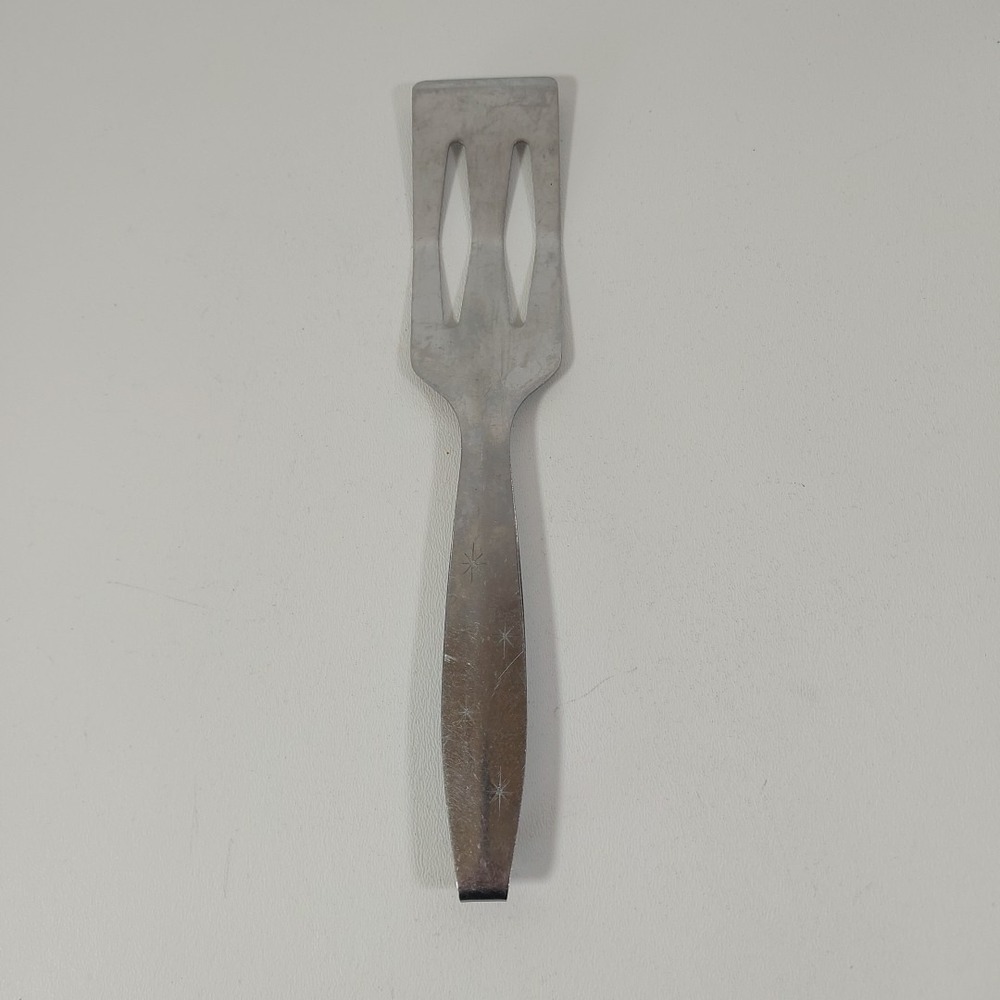 Vtg Regent Sheffield Atomic Starburst Small Slotted Spatula Stainless Japan MCM